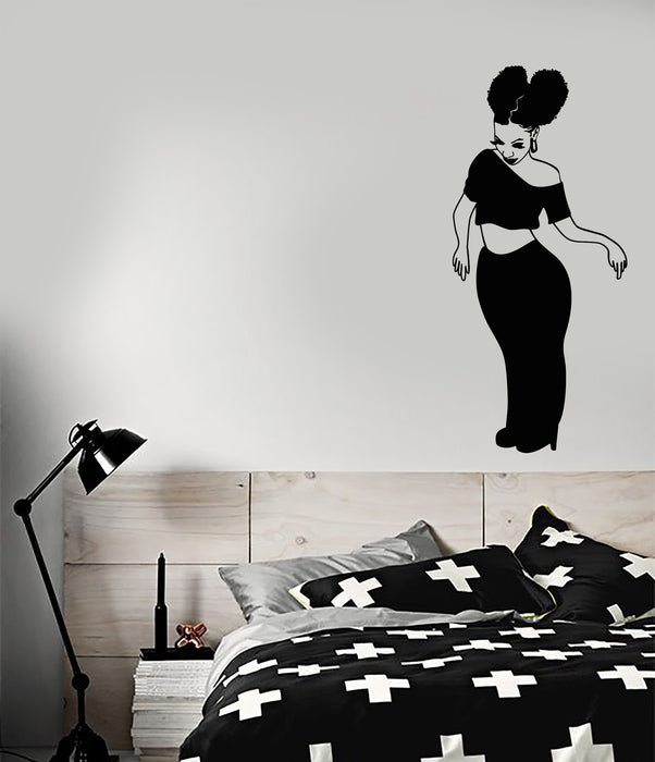 Vinyl Wall Decal African Girl Young Beautiful Black Lady Stickers (3684ig)