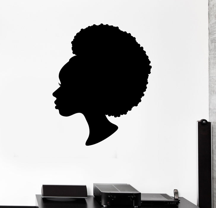 Vinyl Wall Decal Black Lady Beauty Salon Woman Hair Stylist Stickers Unique Gift (ig4437)