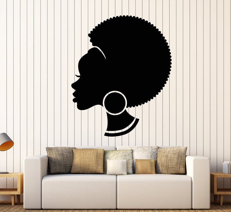 Vinyl Wall Decal Abstract African Woman Hairstyle Black Girl Stickers (2282ig)