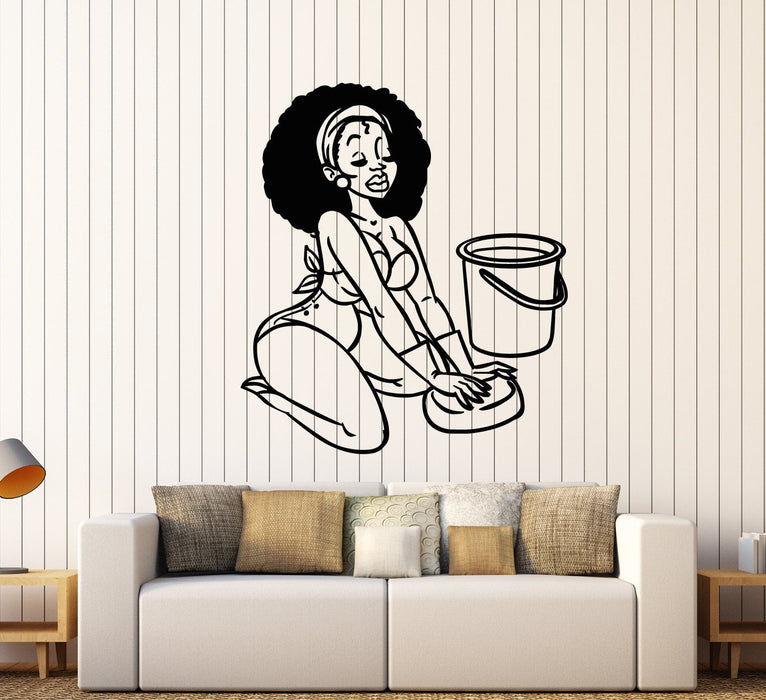 Vinyl Wall Decal Sexy African Black Woman Housewife Stickers (2316ig)