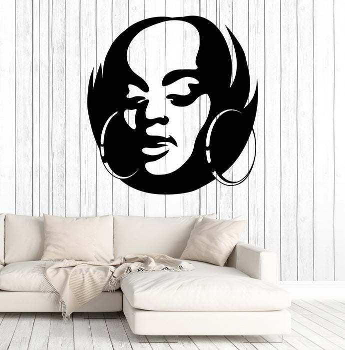 Vinyl Wall Decal Black Lady Head African Girl Hairstyle Stickers Unique Gift (1601ig)