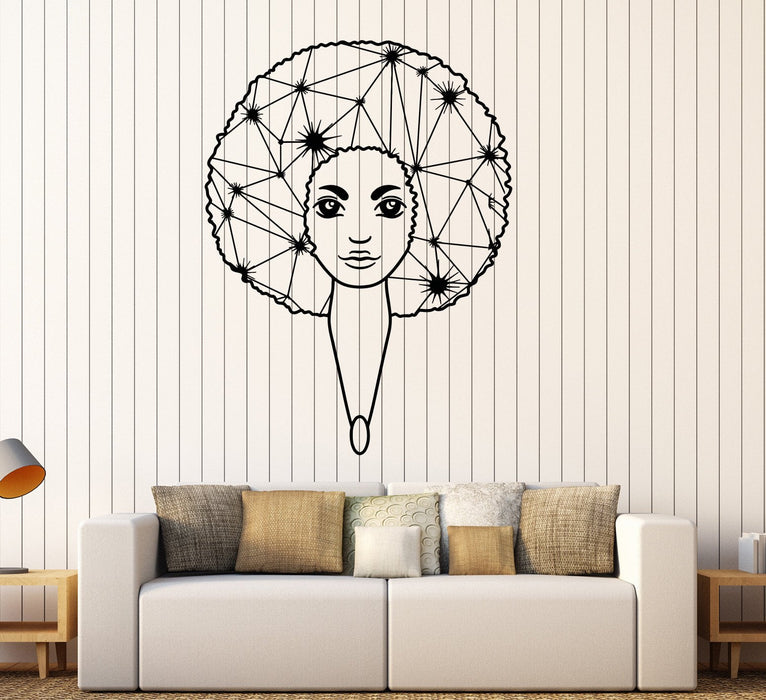 Vinyl Wall Decal Afro Hairstyle African Girl Black Lady Blot Stickers Unique Gift (1459ig)