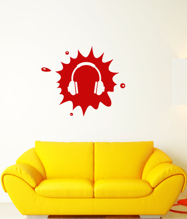 Vinyl Wall Decal Music Lover Headphones Blot Musical Style Stickers (3822ig)