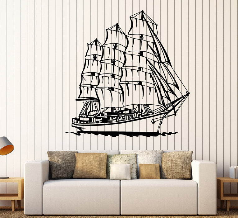 Виниловая наклейка на стену корабль лодка океан море морской матрос парус яхта наклейки уникальный подарок (805ig)