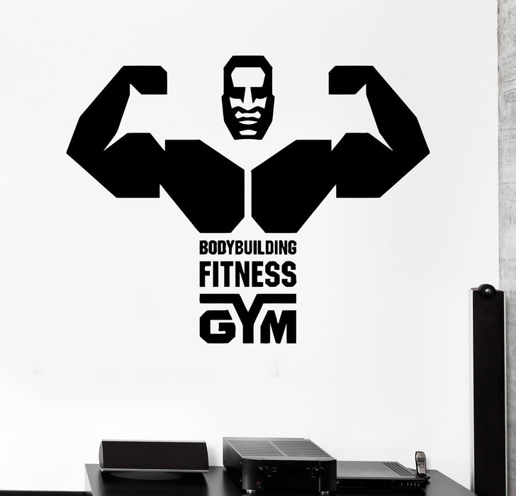 Vinyl Wall Decal Bodybuilding Gym Fitness Word Muscled Stickers Unique Gift (338ig)