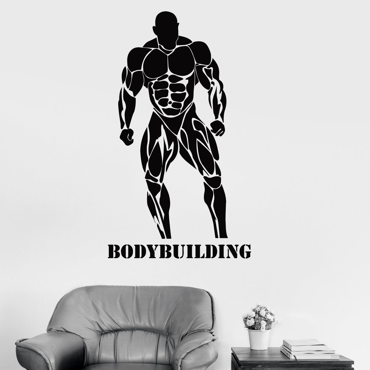 Wall Vinyl Decal Bodybuilding Bodybuilder Iron Sport Home Interior Dec —  Wallstickers4you