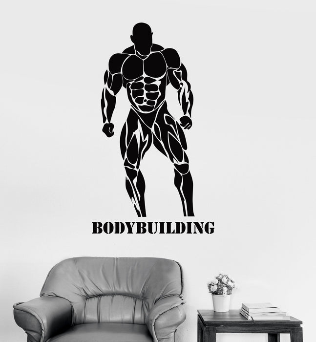 Vinyl Wall Decal Bodybuilding Muscle Man Fitness Gym Stickers Unique Gift (ig3921)