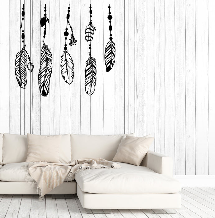 Vinyl Wall Decal Ethnic Style Bird Feathers Dreamcatcher Stickers (3947ig)