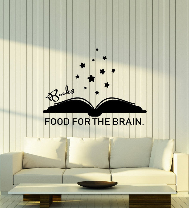 Vinyl Wall Decal Quote Words Books Food For The Brain Kid's Room Decor Stickers (2906ig)