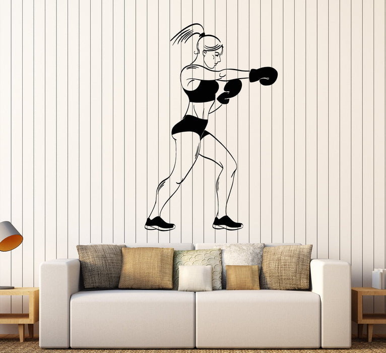 Vinyl Wall Decal Sports Girl Boxer Boxing Gloves Beautiful Body Stickers Unique Gift (1873ig)