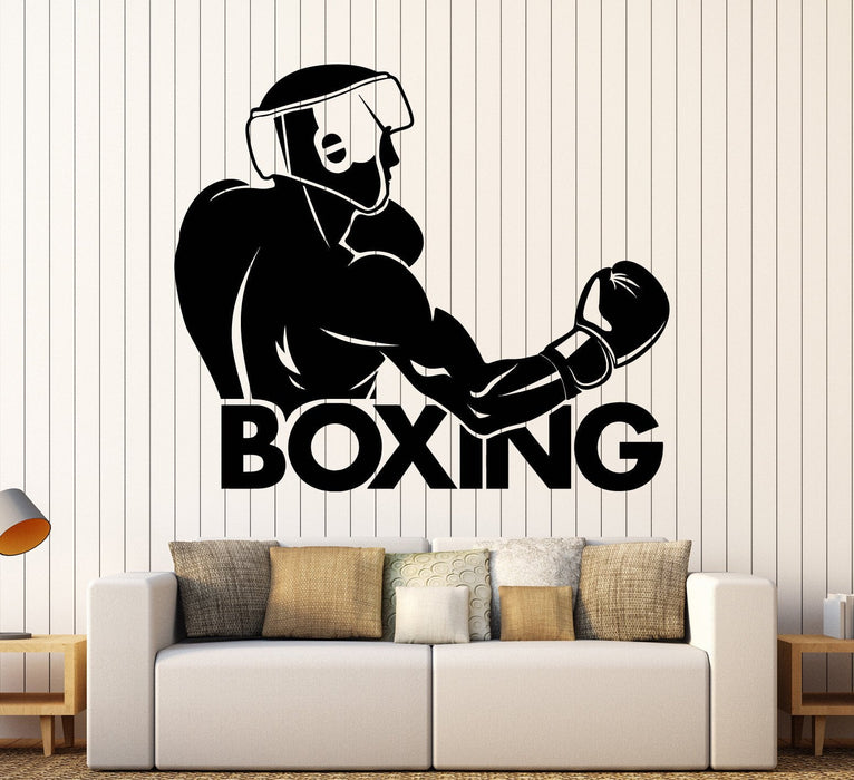 Vinyl Wall Decal Boxing Word Boxer Fight Club Sports Stickers Unique Gift (ig4563)
