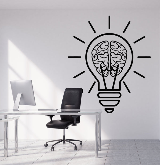 Vinyl Wall Decal Bulb Idea Brain Motivation Decor For Office Stickers Unique Gift (1953ig)