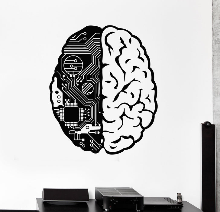 Vinyl Wall Decal Brain Chip Engineer Geek Computer Artificial Intelligence Stickers Unique Gift (374ig)