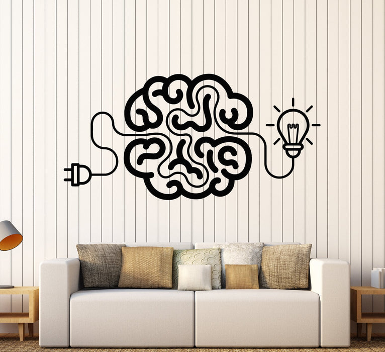 Vinyl Wall Decal Creative Cartoon Brain Light Bulb Idea Stickers (2274ig)