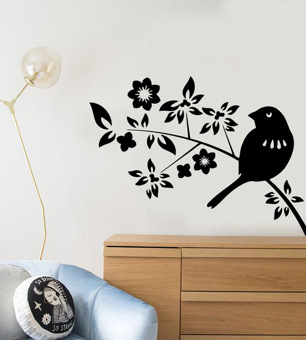 Wall Stickers Vinyl Decal Bird Branch Nature Flowers Leaves Unique Gift (ig125)