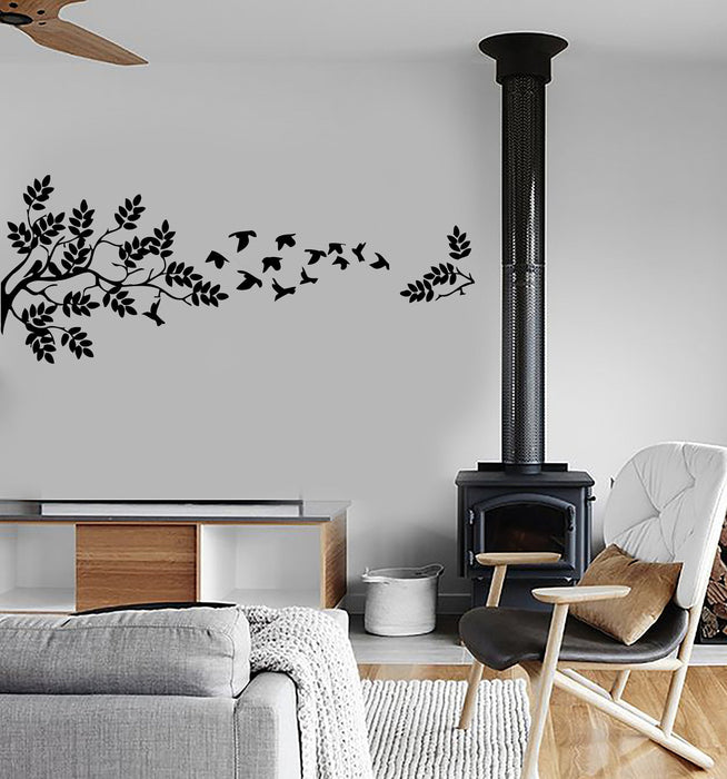 Vinyl Wall Decal Branches Birds Tree Leaves Span Decor Mural Stickers Unique Gift (ig027)
