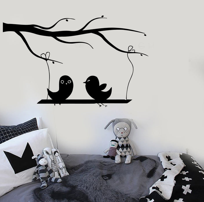 Vinyl Wall Decal Funny Bird Branch for Children Decor Mural Stickers Unique Gift (ig034)