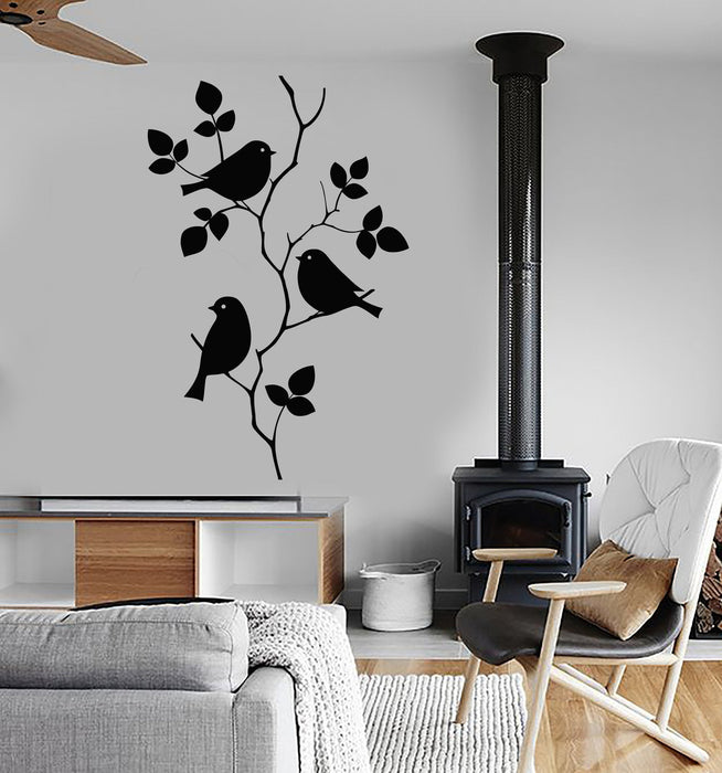 Vinyl Wall Decal Branch Birds Leaves House Interior Room Stickers Unique Gift (ig3881)