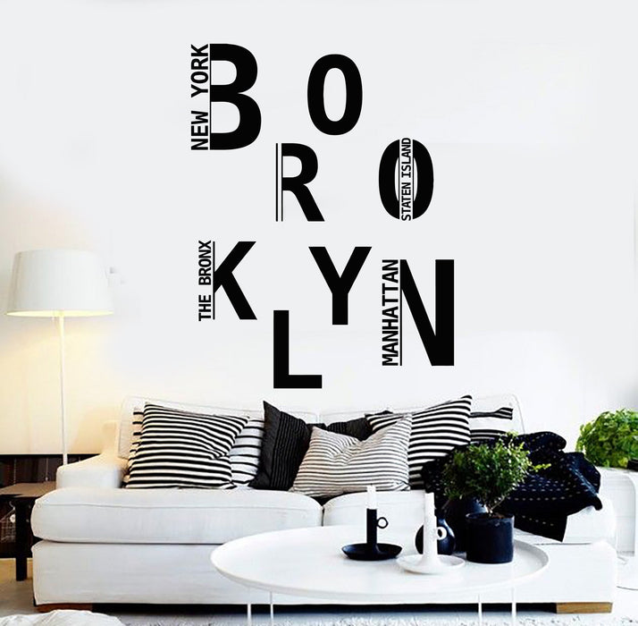 Vinyl Wall Decal Brooklyn New York USA Art Stickers Mural Unique Gift (ig4344)