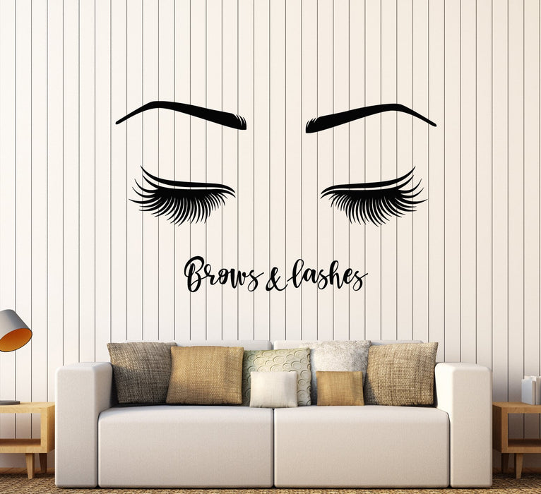 Vinyl Wall Decal Beauty Salon Girl Brows Lashes Logo Eyelashes Stickers (2614ig)