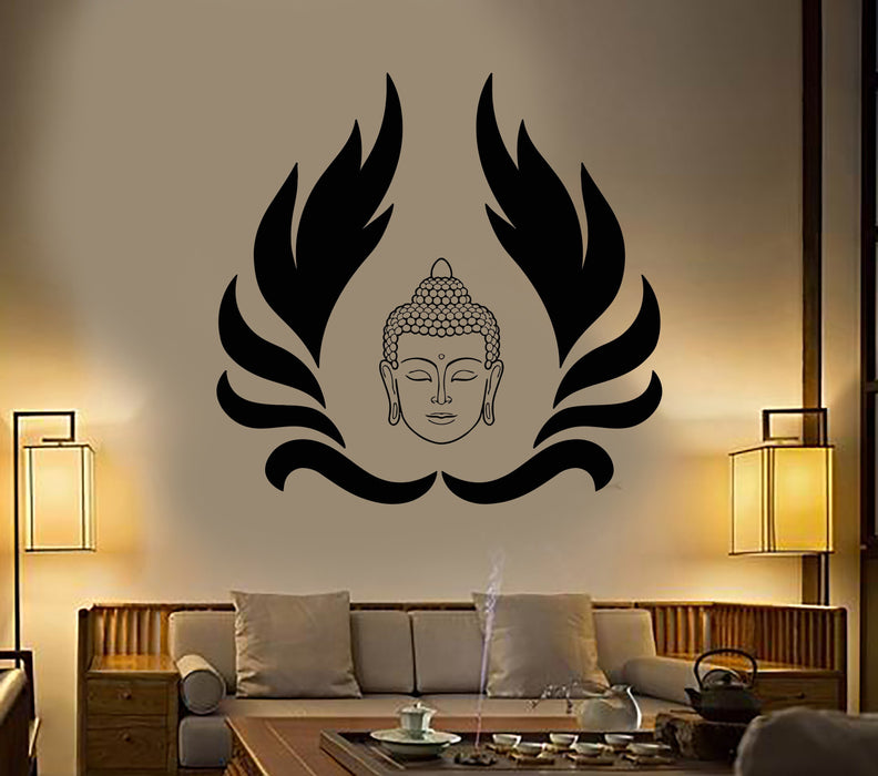Vinyl Wall Decal Buddha Head Buddhism Religion Lotus Stickers Unique Gift (1433ig)