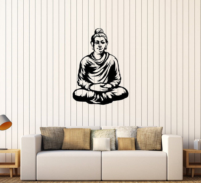 Vinyl Wall Decal Buddha Meditation Room Yoga Pose Buddhist Stickers Unique Gift (275ig)