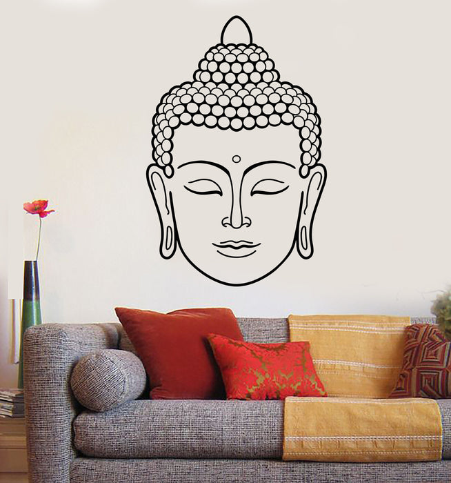 Vinyl Wall Decal Buddha Face Head Buddhism India God Religion Stickers Unique Gift (1434ig)