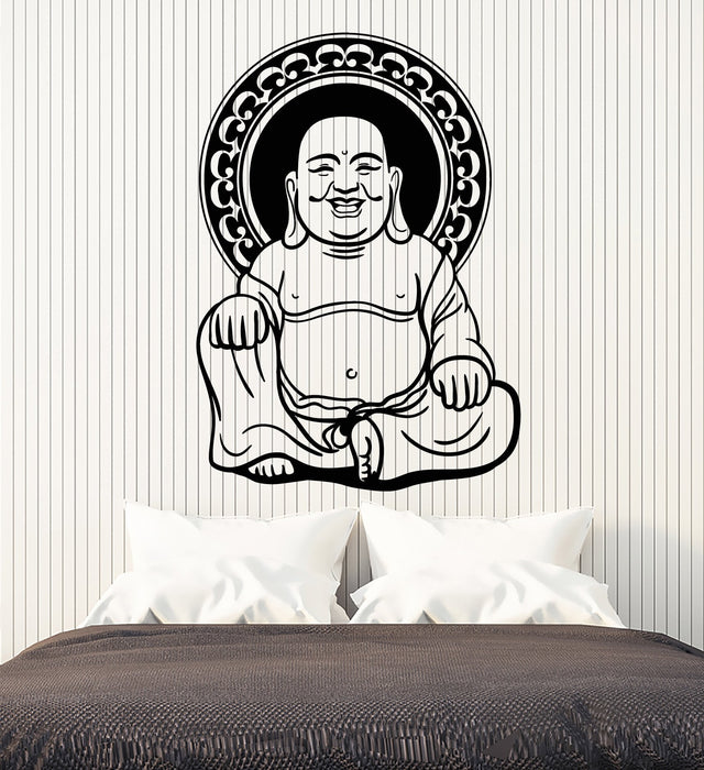 Vinyl Wall Decal Smiling Buddha Buddhism Religion Yoga Meditation Stickers (2416ig)