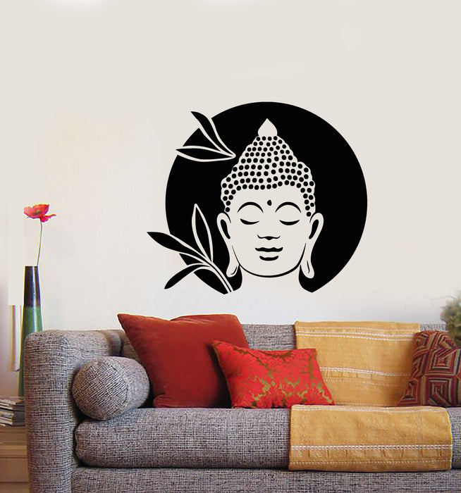 Vinyl Wall Decal Buddha Face Head Buddhism Yoga Studio Stickers (3607ig)