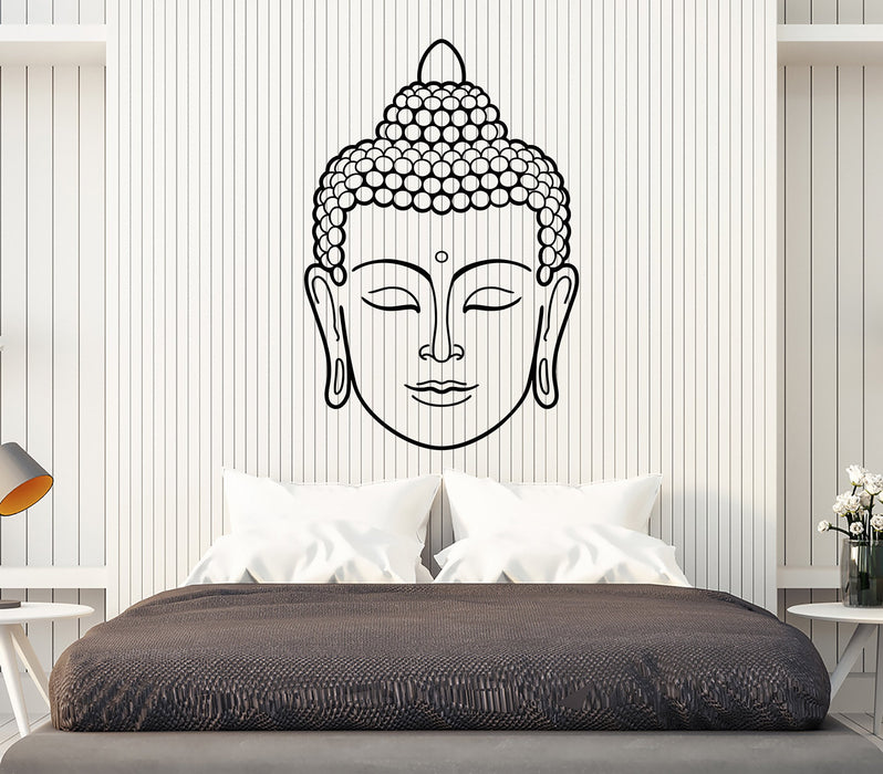 Vinyl Wall Decal Buddha Face Head Buddhism India God Religion Stickers Unique Gift (1434ig)