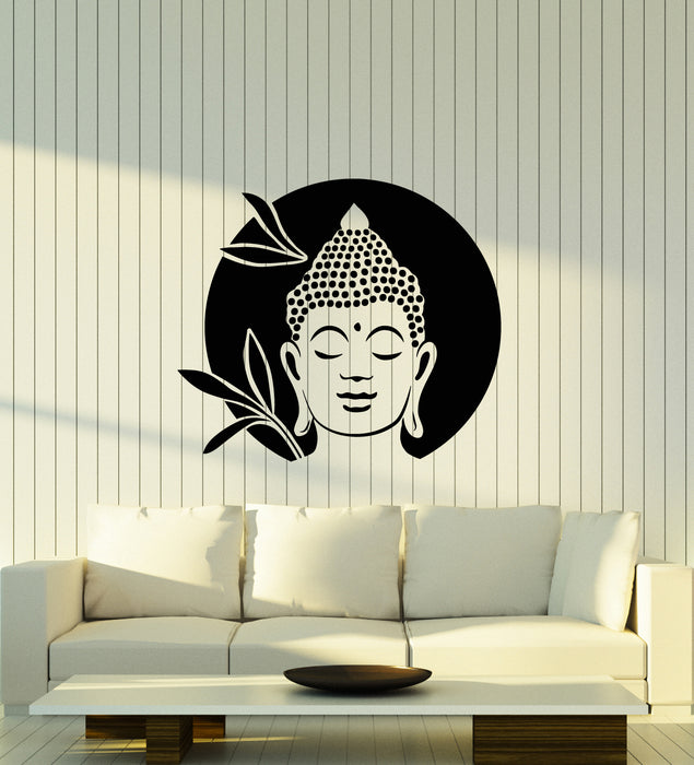 Vinyl Wall Decal Buddha Face Head Buddhism Yoga Studio Stickers (3607ig)