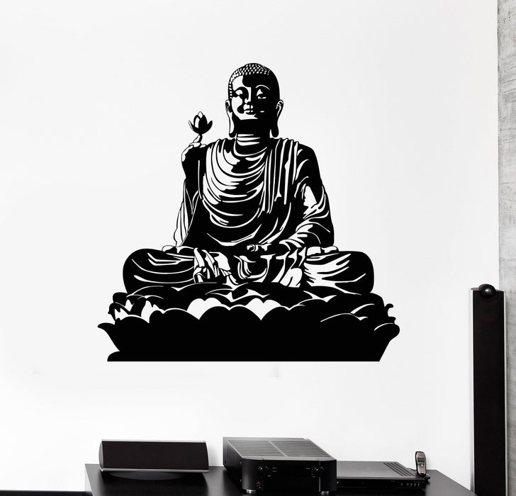 Vinyl Wall Decal Buddha Lotus Meditation Buddhism Yoga Stickers Unique Gift (ig4610)