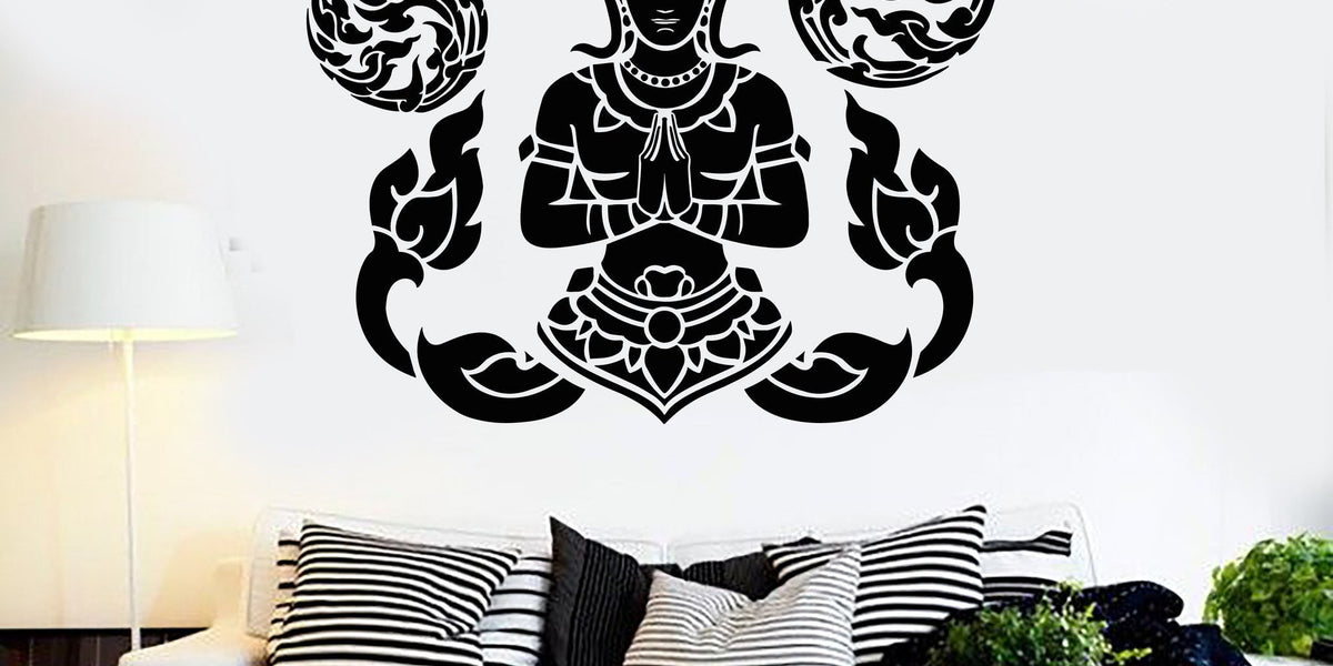 Autocollant Vinyle Décoratif – Citation Bouddha & Lotus – Modèle 2190 – Amovible