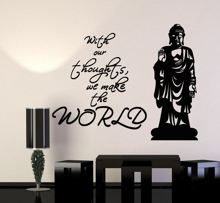 Vinyl Wall Decal Buddha Quote Statue Buddhism Stickers Mural Unique Gift (ig4734)