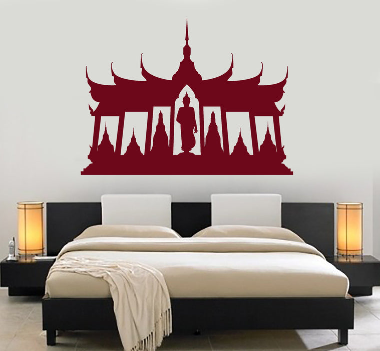 Vinyl Wall Decal Buddhist Temple Buddha Statue Buddhism Stickers Unique Gift (ig4817)