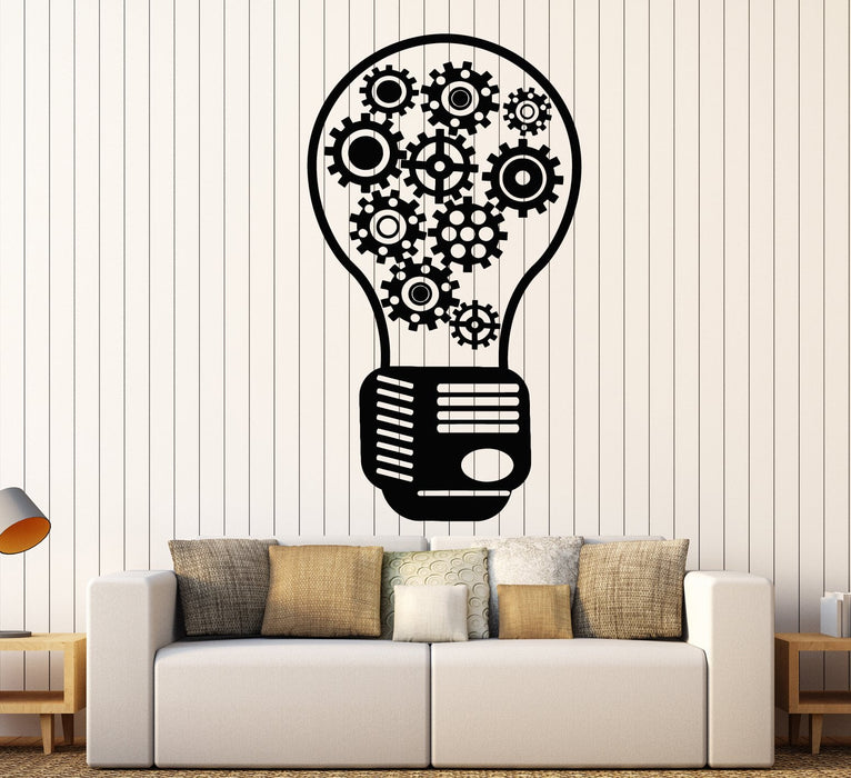 Vinyl Wall Decal Gear Light Bulb Motivational Decor Office Style Stickers Unique Gift (1776ig)