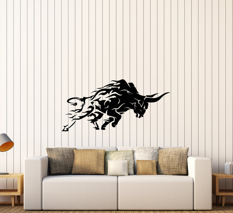 Vinyl Wall Decal Abstract Bull Animal Forks Of Flame Stickers (3601ig)