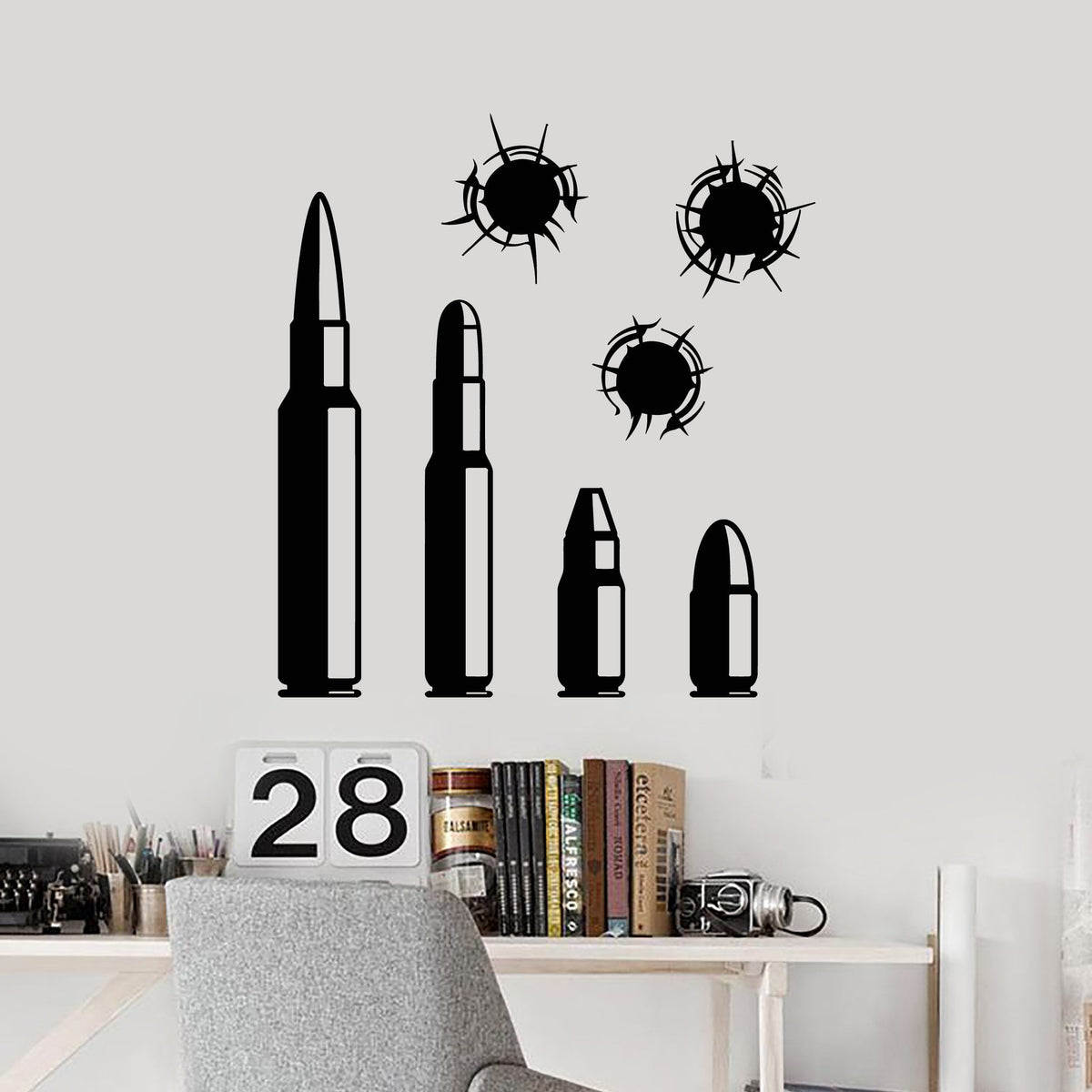 Bullet Handle Sticker Design Vinyl Wall Decal Bullets Shooting Range Shooter For Men Stickers (2439 ...