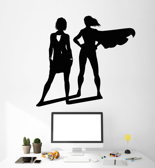Vinyl Wall Decal Super Business Woman Lady Shadow Leader Stickers (2147ig)