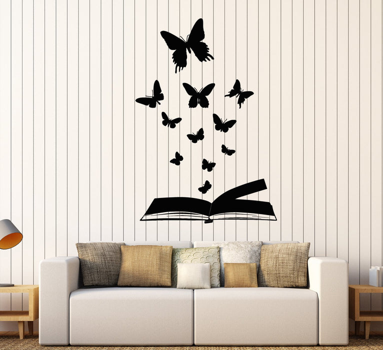 Vinyl Wall Decal Open Magical Butterfly Book Library Fairy Tale Stickers Unique Gift (1830ig)