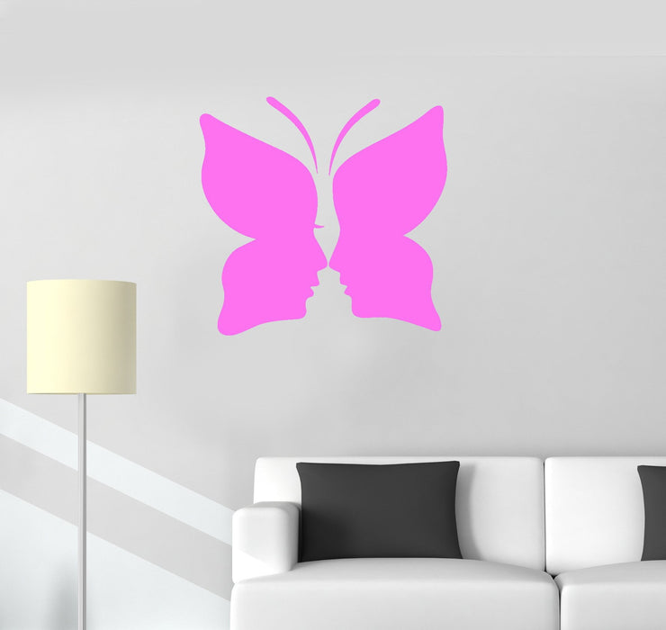 Vinyl Decal Butterfly Woman Face Beauty Salon Girl Room Wall Stickers Unique Gift (ig2712)