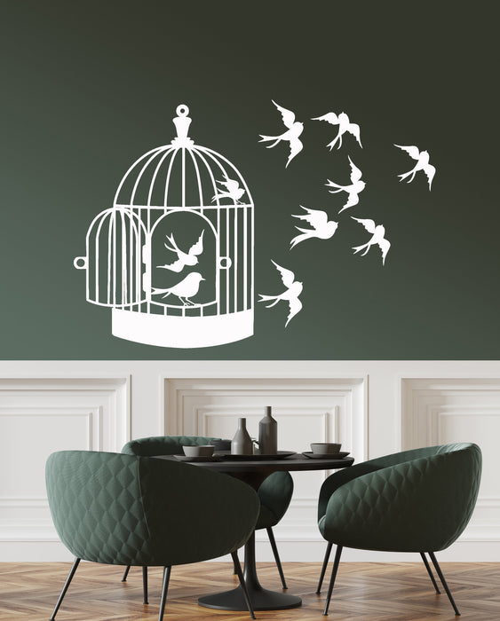 Vinyl Wall Decal Bird Cage For Birds Interior Design Stickers (3107ig)