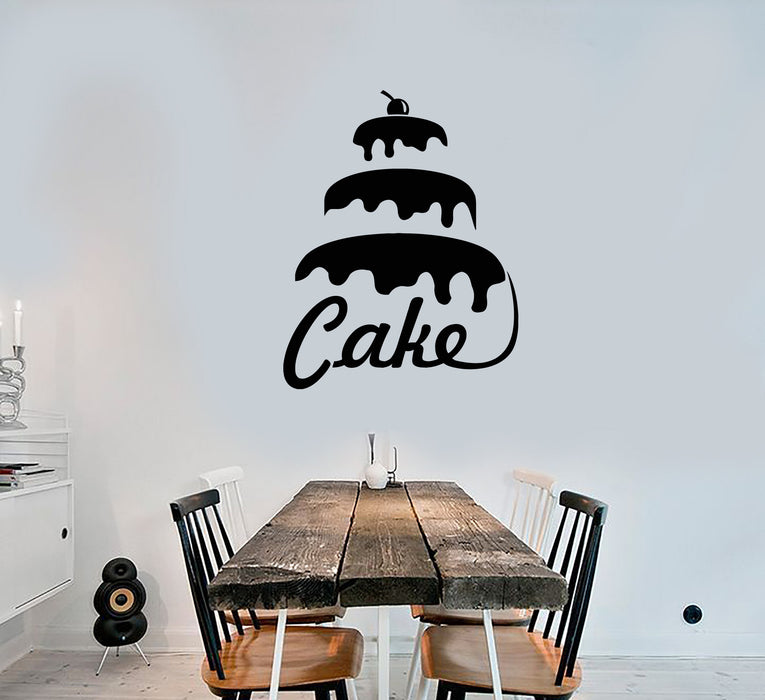 Vinyl Wall Decal Cake Word Logo Bakery Confectionary Sweets Stickers (3721ig)