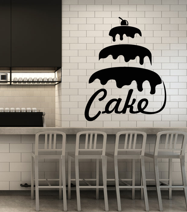 Vinyl Wall Decal Cake Word Logo Bakery Confectionary Sweets Stickers (3721ig)