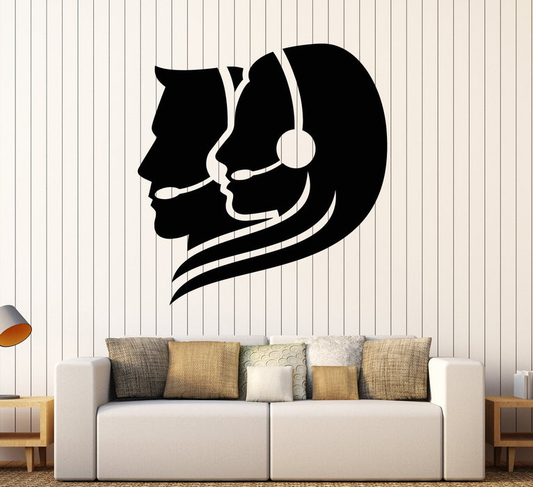 Vinyl Wall Decal Call Center Operator Office Worker Stickers (2253ig)