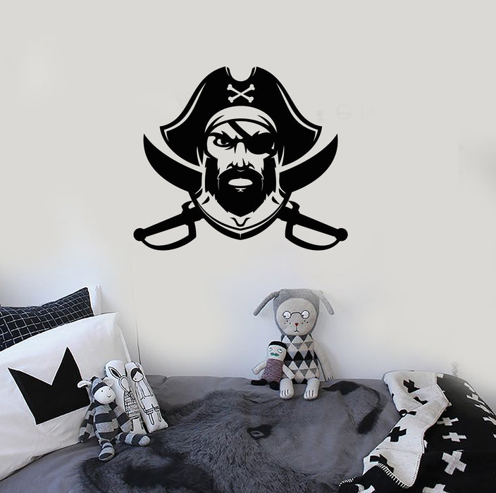 Vinyl Wall Decal Captain Sea Pirate Ship Nautical Style Stickers (3935ig)