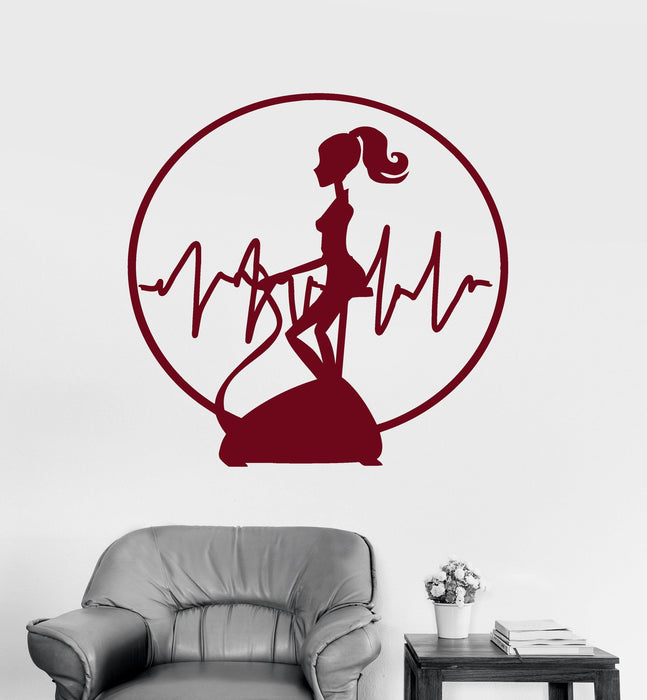Виниловые наклейки на стену Фитнес Тренажерный зал Кардио Тренировки Спорт Женщина Девушка Наклейки Уникальный подарок (ig4205)