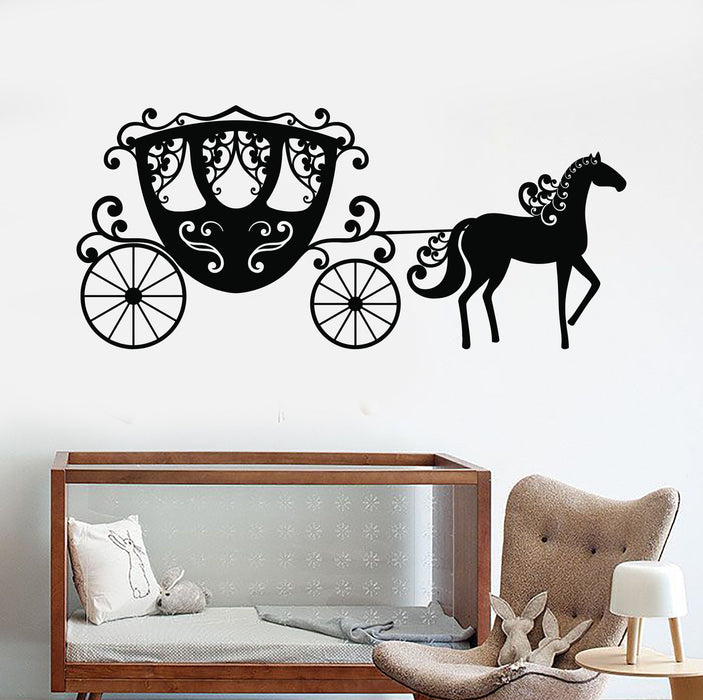 Vinyl Wall Decal Carriage Girl Room Fairy Tale Nursery Stickers Unique Gift (ig3868)