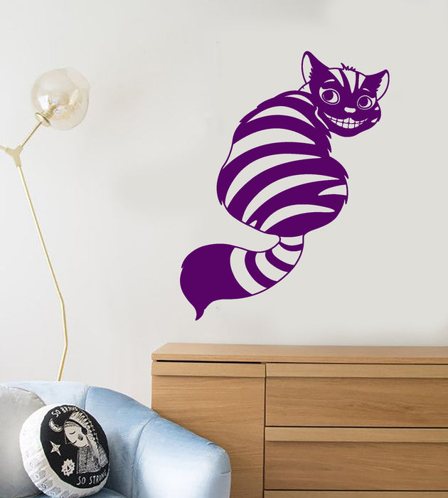 Vinyl Wall Decal Cartoon Funny Smiling Cheshire Cat Children's Room Decor Stickers (2570ig)