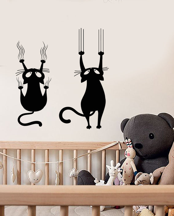 Vinyl Wall Decal Cartoon Funny Kittens Claws Kids Room Decor Stickers (4029ig)
